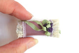 Artisan-Made Vintage Purple & Green Floral 1:12 Miniature Dollhouse Throw Pillow