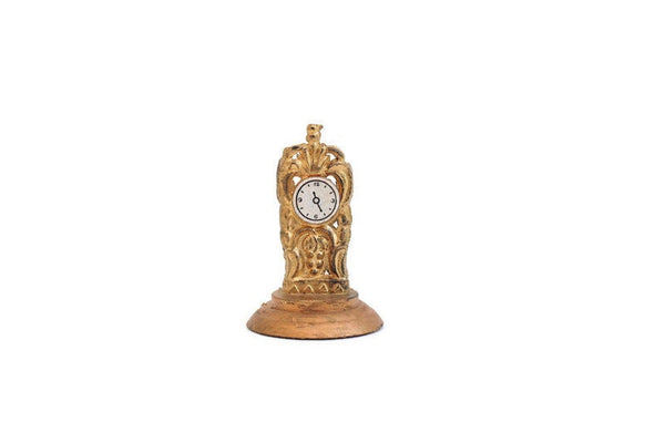 Vintage 1:12 Miniature Dollhouse Brass & Glass Anniversary Clock