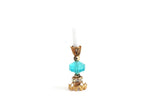 Vintage 1:12 Miniature Dollhouse Blue & Gold Candlestick