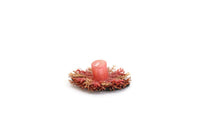 Artisan-Made Vintage 1:12 Miniature Dollhouse Pink Candle & Dried Flower Centerpiece