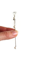 Vintage Silver & White Beaded Stick Pin, Hat Pin or Lapel Pin