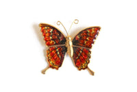 Vintage Orange & Gold Butterfly Brooch