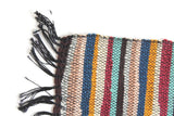 Vintage Colorful Black Striped Miniature Dollhouse Rug