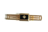 Vintage Black & Gold Cuff Link & Tie Clip Set