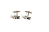 Vintage Square Striped Black & Silver Cuff Links