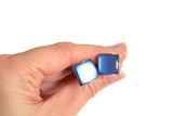 Vintage Square Blue Polished Stone & Silver Cuff Links