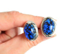 Vintage Silver & Cobalt Blue Polished Stone Cuff Links