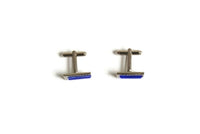 Vintage Cobalt Blue & Silver Cuff Links