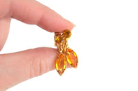 Vintage Orange & Gold Flower Jewelry Set with Brooch & Clip-On Earrings
