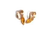 Vintage Orange & Gold Flower Jewelry Set with Brooch & Clip-On Earrings