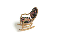 Vintage 1:12 Miniature Dollhouse Petit Point Needlepoint & Brass Rocking Chair