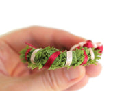 Vintage 1:12 Miniature Dollhouse Pink Ribbon & Pine Wreath
