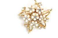 Vintage Gold & Pearl Flower-Shaped Brooch