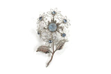 Vintage Blue Rhinestone Daisy Flower Brooch