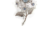 Vintage Blue Rhinestone Daisy Flower Brooch