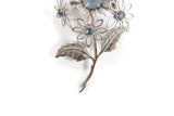 Vintage Blue Rhinestone Daisy Flower Brooch