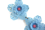 Vintage Periwinkle Blue & Pink Celluloid Flower Necklace