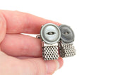 Vintage Silver & Gray Button Cuff Links
