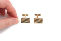 Vintage Gold Striped Cuff Links