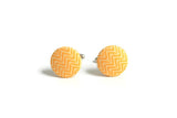 Handmade Yellow & White Chevron Fabric Cuff Links