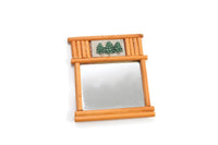 Vintage 1:12 Miniature Dollhouse Rustic Wall Mirror with Pine Tree Accent