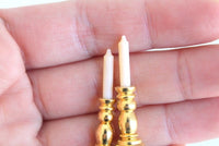 Set of 2 Vintage 1:12 Miniature Dollhouse Brass Candlesticks