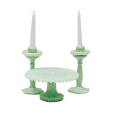 New Vintage 1:12 Miniature Dollhouse Plastic Chrysnbon Candlesticks & Cake Plate Set