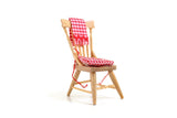 Vintage 1:12 Miniature Dollhouse Wooden Kitchen Chair with Red Gingham Cushion & Towel