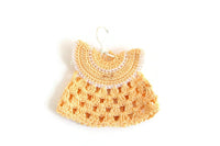 Vintage 1:12 Miniature Dollhouse Yellow Crochet Baby Dress