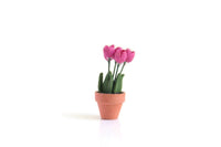 Vintage 1:12 Miniature Dollhouse Pink Potted Tulips