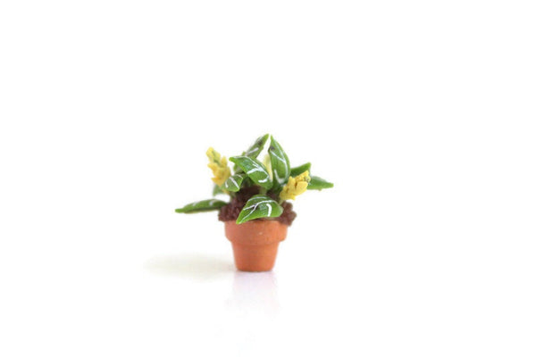 Vintage 1:12 Miniature Dollhouse Potted Zebra Plant