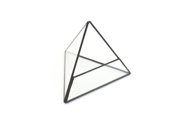 Clear Glass Pyramid-Shaped Terrarium