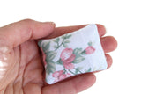 Vintage 1:12 Miniature Dollhouse White & Pink Floral Throw Pillow