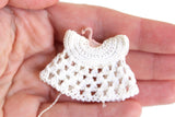 Vintage 1:12 Miniature Dollhouse White Crochet Baby Dress