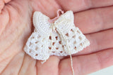 Vintage 1:12 Miniature Dollhouse White Crochet Baby Dress