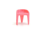 Vintage 1:12 Miniature Dollhouse Mid-Century Style Pink Plastic Chair by Plasco