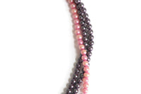 Vintage Pink & Pearl Beaded Triple Strand Necklace