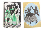Vintage Set of 4 Silhouette-Themed Playing Cards