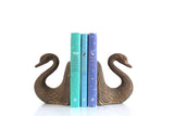 Vintage Brass Swan Bookends