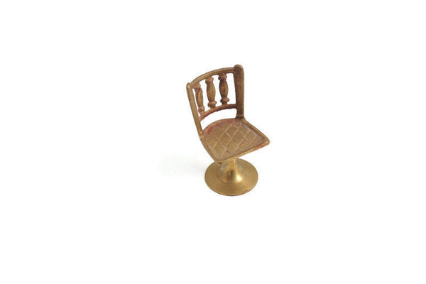 Vintage 1:12 Miniature Dollhouse Brass Dining Chair or Parlor Chair