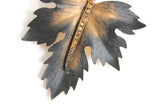 Vintage Bronze Rhinestone Leaf Brooch