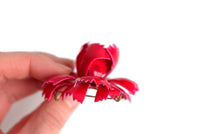 Vintage Red Carnation Enamel Flower Brooch