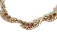 Vintage Gold Leaf & Bronze & Brown Rhinestone Necklace