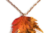 Vintage Red & Orange Preserved Maple Leaf Necklace