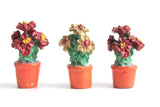 Vintage 1:12 Miniature Dollhouse Set of 3 Potted Poinsettia Plants