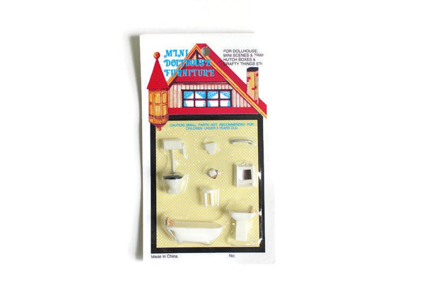 New Vintage Micro Mini 1:48 Dollhouse Bathroom Furniture & Accessories Set