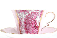 Vintage Royal Standard China Pink & Gold Floral Porcelain Teacup & Saucer Set