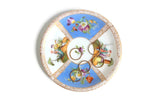 Vintage Blue Floral & Scenic Pattern Porcelain China Saucer or Ring Dish
