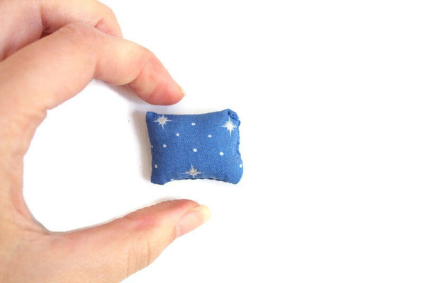 Vintage 1:12 Miniature Dollhouse Blue & White Star Print Throw Pillow