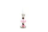 Vintage 1:12 Miniature Dollhouse Pink & Silver Candlestick